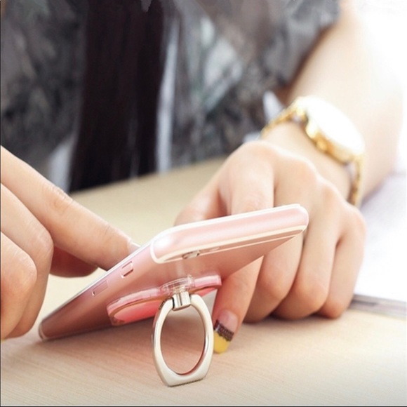 Pink glitter filled heart phone ring stand - Picture 4 of 4